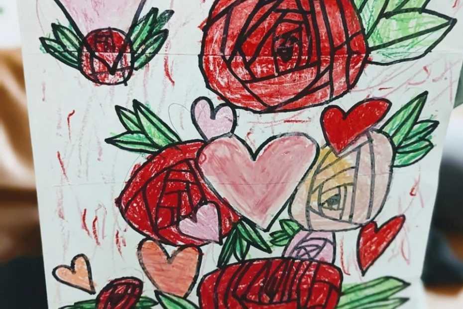image of hand drawn roses and hearts
